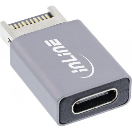 InLine® USB 3.2 adapter, internal USB-E front panel male to USB-C female