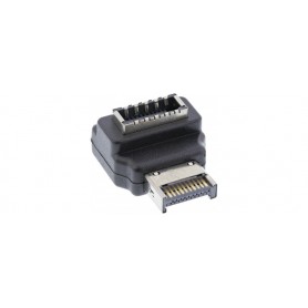 InLine® USB 3.2 adapter internal, front panel USB-E male to USB-E female 90°