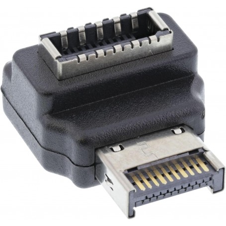 InLine® USB 3.2 adapter internal, front panel USB-E male to USB-E female 90°