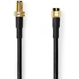 Câble d\'antenne | SMA Mâle | SMA femelle | Plaqué or | 50 Ohm | Double blindage | 10.0 m | Rond | PVC | Noir | Boîte