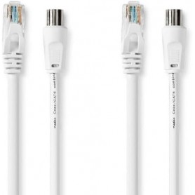 Câble combiné Coax et Cat6 | IEC (Coax) Mâle / RJ45 Male | IEC (Coax) Femelle / RJ45 Male | Plaqué nickel | RG58 | 75 Ohm | Doub