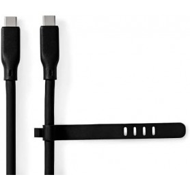 Câble USB | USB 3.2 Gen 1 | USB-C™ Mâle | USB-C™ Mâle | 60 W | 8K@30Hz | 5 Gbps | Plaqué nickel | 1.50 m | Rond | Silicone | Noi