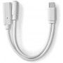 Adaptateur USB-C™ | USB 2.0 | USB-C™ Mâle | USB-C™ Femelle / 3.5 mm Femelle | 0.10 m | Rond | Plaqué nickel | PVC | Blanc | Boît