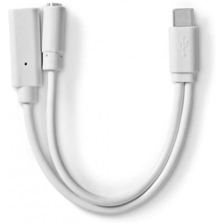 Adaptateur USB-C™ | USB 2.0 | USB-C™ Mâle | USB-C™ Femelle / 3.5 mm Femelle | 0.10 m | Rond | Plaqué nickel | PVC | Blanc | Boît