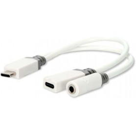 Adaptateur USB-C™ | USB 2.0 | USB-C™ Mâle | USB-C™ Femelle / 3.5 mm Femelle | 0.10 m | Rond | Plaqué or | PVC | Blanc | Boîte