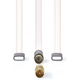 câble Coax | IEC (Coax) Mâle | IEC (Coax) Mâle | Plaqué or | 50 Ohm | Non blindé | 2.00 m | Plat | PVC | Anthracite | Boîte
