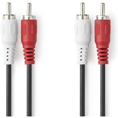 Câble audio stéréo | 2x RCA Male | 2x RCA Male | Plaqué nickel | 2.00 m | Rond | Noir | Label