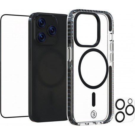 Impact Zero Coque de Téléphone Set 3en4compatible avec Apple iPhone 15 Pro Max, transparent