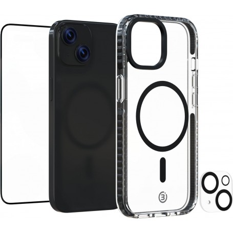 Impact Zero Coque de Téléphone Set 3en1compatible avec Apple iPhone 15, transparent