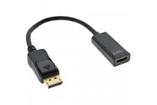 Adaptateur InLine® DisplayPort vers HDMI avec audio, DisplayPort mâle vers HDMI femelle, 4K / 60Hz, noir 0,15 m