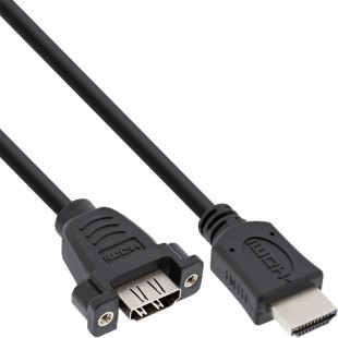 Adaptateur InLine® HDMI 4K2K Type A mâle à A femelle avec bride 0.6m