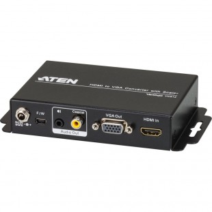 Convertisseur HDMI vers VGA, ATEN VC812, avec scaler, FullHD (jusqu'à 1.080p), prend en charge les formats 16: 9 et 4: 3, noir