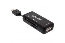 Lecteur de carte InLine® OTG Dual Flex pour SD et micro SD avec port USB et 2 logements de carte