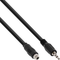 Câble adaptateur audio InLine®, stéréo 3,5 mm mâle / femelle avec filetage, 0,6 m