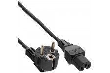 Câble d'alimentation InLine® type F allemand coudé vers C15 droit 1,8 m noir