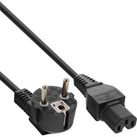 Câble d'alimentation InLine® CEE7 / 7 coudé vers C15 droit 3 x 1mm² noir 2m