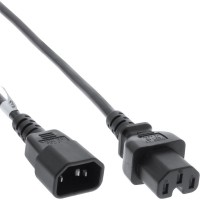 Rallonge de câble d'alimentation InLine®, connecteur à l'état chaud CEI-C15 droit vers CEI-C14 droit, 3,0 m, noir