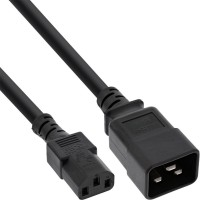 Câble adaptateur secteur InLine®, IEC-60320 C20 à C13, 3x1,5mm², max. 10A, noir, 1m