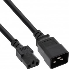 Câble adaptateur secteur InLine®, IEC-60320 C20 à C13, 3x1,5mm², max. 10A, noir, 3m