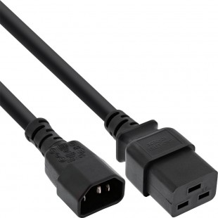 Câble adaptateur secteur InLine®, IEC-60320 C14 à C19, 3x1,5mm², max. 10A, noir, 1m