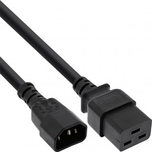 Câble adaptateur secteur InLine®, IEC-60320 C14 à C19, 3x1,5mm², max. 10A, noir, 1m