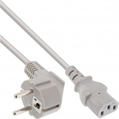 Câble d'alimentation InLine®, incliné à 3 broches IEC C13, gris, H05VV-F, 3x1.00mm², 3m