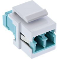 InLine® Adaptateur de composant logiciel enfichable Keystone à fibre optique, blanc, duplex LC / LC, MM, manche en céramique, aq