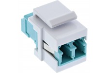 InLine® Adaptateur de composant logiciel enfichable Keystone à fibre optique, blanc, duplex LC / LC, MM, manche en céramique, aq