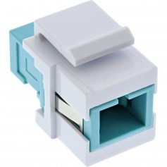 Adaptateur de composant logiciel enfichable Keystone à fibre optique InLine®, blanc, simplex SC / SC, MM, aqua, manchon en céram