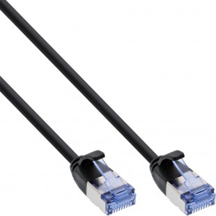 Câble de raccordement rond InLine® Slim U / FTP Cat.6A noir 0,25m