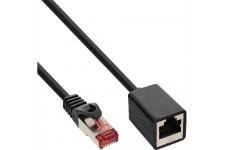 Extension de câble de raccordement InLine® S / FTP PiMF Cat.6 250 MHz, sans halogène, noir 1m