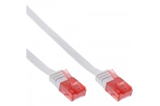 Câble de raccordement ultra-plat plat InLine® U / UTP Cat.6 Gigabit ready white 2m