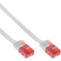 Câble de raccordement ultra-plat plat InLine® U / UTP Cat.6 Gigabit ready white 3m