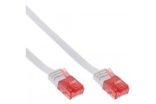 Câble de raccordement ultra-plat plat InLine® U / UTP Cat.6 Gigabit ready white 7m