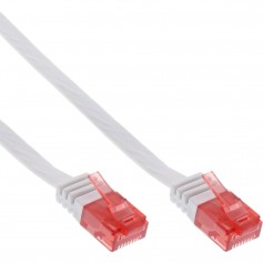 Câble de raccordement ultra-plat plat InLine® U / UTP Cat.6 Gigabit ready white 10m