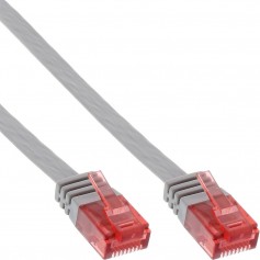 Câble de raccordement ultra-plat plat InLine® U / UTP Cat.6 Gigabit ready grey 1m