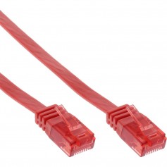 Câble de raccordement ultra-plat plat InLine® U / UTP Cat.6 Gigabit ready red 10m