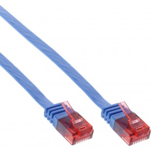 Câble de raccordement ultra-plat plat InLine® U / UTP Cat.6 Gigabit ready blue 10m