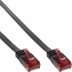Câble de raccordement ultra-plat plat InLine® U / UTP Cat.6 Gigabit ready black 10m