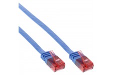 Câble de raccordement ultra-plat plat InLine® U / UTP Cat.6 Gigabit ready blue 3m