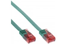 Câble de raccordement ultra-plat plat InLine® U / UTP Cat.6 Gigabit ready green 1m