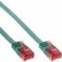 Câble de raccordement ultra-plat plat InLine® U / UTP Cat.6 Gigabit ready green 3m