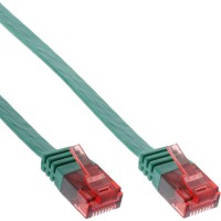 Câble de raccordement ultra-plat plat InLine® U / UTP Cat.6 Gigabit ready green 3m