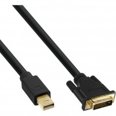 Câble Inline® Mini DisplayPort mâle vers DVI-D 24 + 1 mâle, noir / or, 1 m