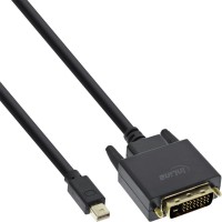 Câble Inline® Mini DisplayPort mâle vers DVI-D 24 + 1 mâle, noir / or, 2 m