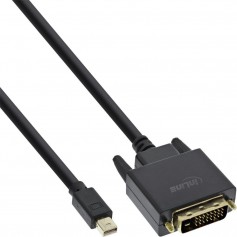 Câble Inline® Mini DisplayPort mâle vers DVI-D 24 + 1 mâle, noir / or, 0,5 m