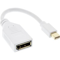 Câble InLine® Mini DisplayPort mâle vers femelle DisplayPort, 4K2K, blanc, 0,15 m