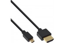 Câble HDMI haute vitesse InLine® avec Ethernet, types A à D, ultra-plat, noir / or, 1 m