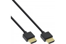 Câble HDMI haute vitesse InLine® avec Ethernet de type A à A mâle ultra-mince, noir / or, 1 m