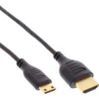 Câble HDMI haute vitesse InLine® avec Ethernet de type A à C mâle super fin, noir / or 0.3m